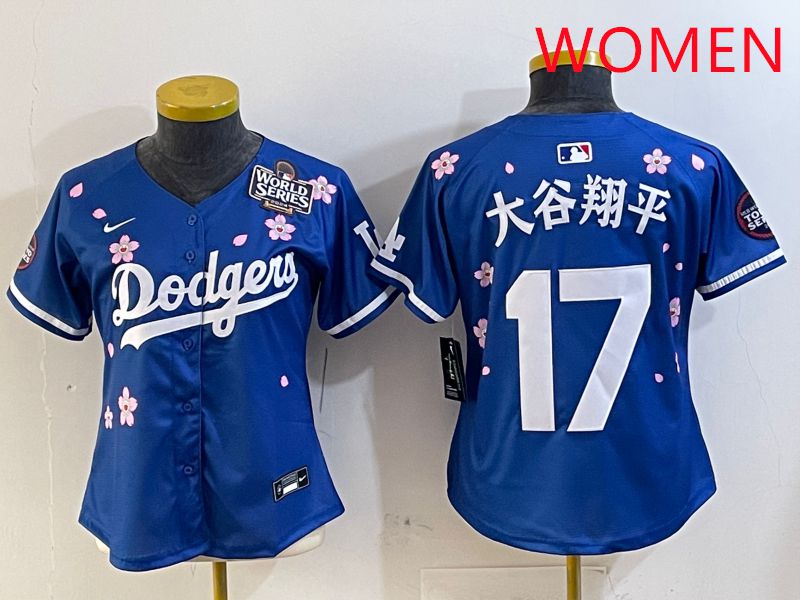 Women Los Angeles Dodgers 17 Ohtani Blue Sakura Edition 2025 Nike MLB Jersey style 13